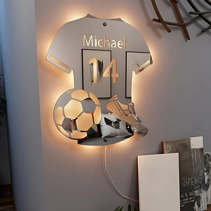 Fotbollsspelare - Personaliserad LED-Spegel