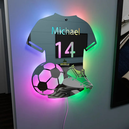 Fotbollsspelare - Personaliserad LED-Spegel